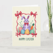 Lilac Rabbit Bow Pattern Card Kaart (Voorkant)