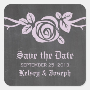 Lilac Rose Krijtbord Save the Date Stickers