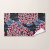 Lilac rose sur bleu foncé (Serviette à main)