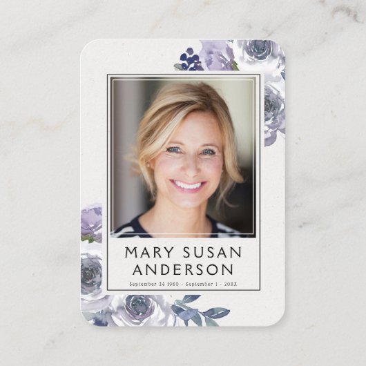 Lilac Roses Photo Funérailles Carte de poème commé (Dos)