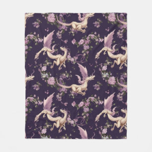 Lilac, Rozen en Witte Draken Fleece Dekbed Deken