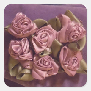 Lilac Ruban Roses et carré feuille autocollant