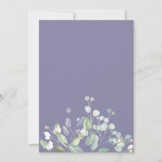 Lilac Rustique Eucalyptus Faire-part de mariage (Dos)