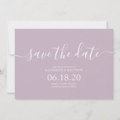 Lilac Script Mariage moderne Enregistrer les carte (Devant)