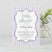 Lilac Silver Baby shower Invitation Lavender Grey (Debout devant)