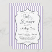 Lilac Silver Baby shower Invitation Lavender Grey (Devant / Derrière)