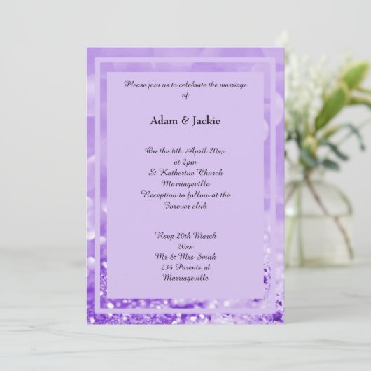 LILAC SPARKLE LAYER BOKEH IMPRIMER FAIRE-PART DE M (Debout devant)