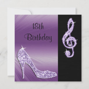 Lilac Stiletto & Treble Clef 18e Verjaardag Kaart
