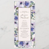 Lilac Stof Blauw Boho Bloemen Bruiloftsprogramma Programma (Voorkant)