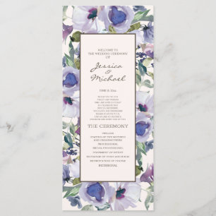 Lilac Stofblauw Boho Bloemen Huwelijksprogramma Programma