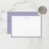 Lilac three Border Monogram Note Card Notitiekaartje (Voorkant / Achterkant in situ)