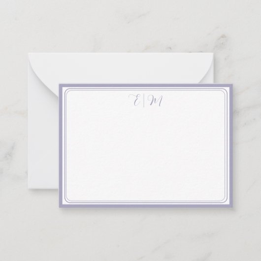 Lilac three Border Monogram Note Card Notitiekaartje (Voorkant)