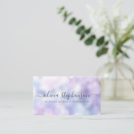 Lilac  Violet en Blauwe Bokeh Marmer Visitekaartje (Staand voorkant)