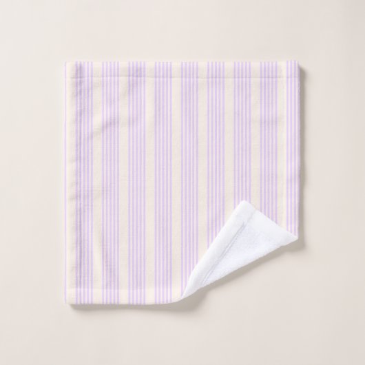 Lilac violet et beige cinq bandes motif (Gant de toilette)
