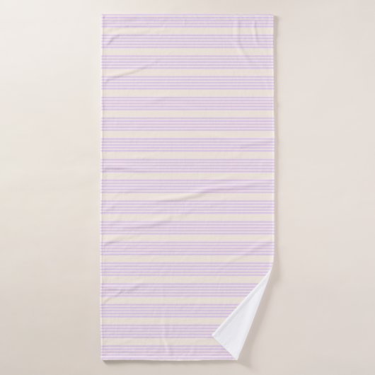 Lilac violet et beige cinq bandes motif (Serviette de bain)