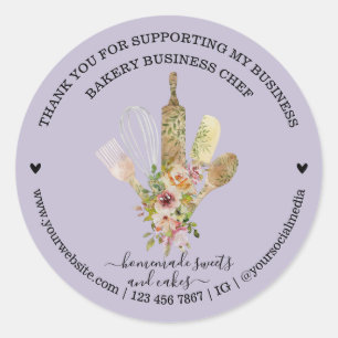 Lilac Voedselwinkel Catering Bakkerij Chef Ronde Sticker