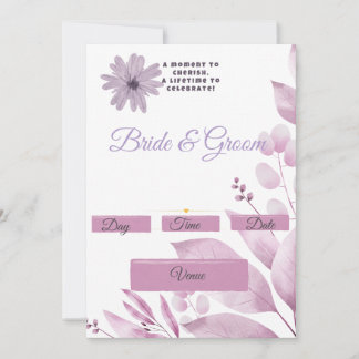 Lilac Watercolor Bloemen Bruiloft Uitnodiging | Ee