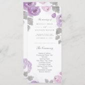 Lilac Watercolor Roses Programme de mariage Cartes (Devant / Derrière)
