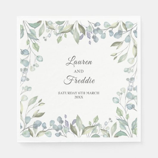 Lilac Watercolour Bloemen Bruiloft Servet (Voorkant)