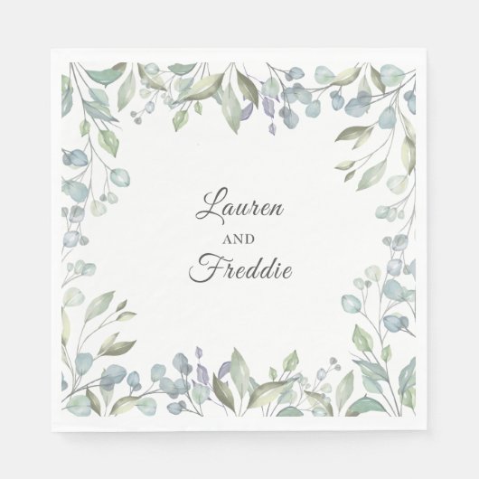 Lilac Waterverf Bloemen Bruiloft Servet (Voorkant)