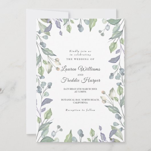 Lilac Waterverf Bloemige Bruiloft Kaart (Voorkant)