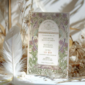 Lilac Wedding Invitations Art Nouveau par Mucha