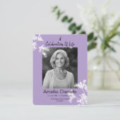 Lilac White Floral Célébration De La Vie Carte pho (Debout devant)