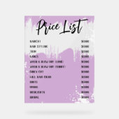 Lilac White Paint Spatter Chic Salon Tarifs (Recto)