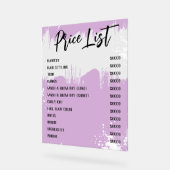 Lilac White Paint Spatter Chic Salon Tarifs (Angle)