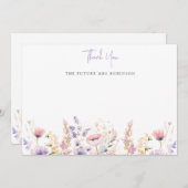 Lilac Wilde Bloemen Bruidsdouche  Bedankkaart (Voorkant / Achterkant)