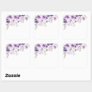 Lilac wilde bloemen bruidsdouche vierkante sticker