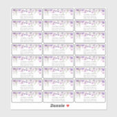 Lilac wilde bloemen gasten adreslabel sticker (Vel)