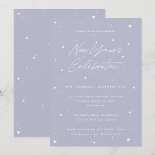 Lilac+Wit Script Verstrooide Sterren Nieuwjaarsfee Kaart