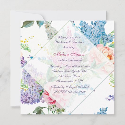 Lilacs and Peonies Invitation Kaart (Voorkant)