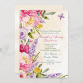 Lilacs and Peonies Luncheon Invitation (Devant / Derrière)