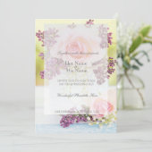 Lilacs and Rozen Vintage Wedding Kaart (Staand voorkant)