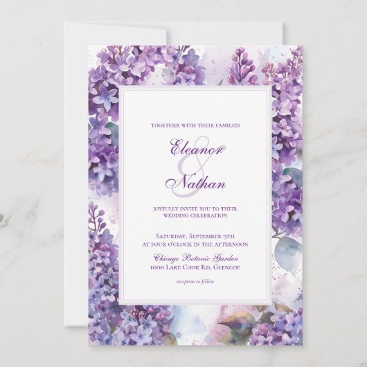Lilacs Bloemen Lijst Lente Zomer Bruiloft Kaart (Voorkant)