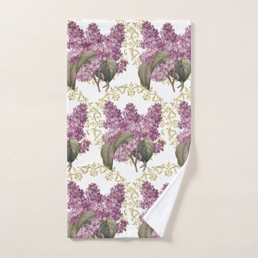 Lilacs élégants avec Gold Filigree Salle de bain (Serviette à main)