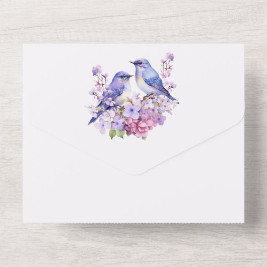 Lilacs en Bluebirds Alles In Een Uitnodiging (Achterkant)