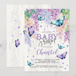 Lilacs en Butterfly | uitnodiging tot baby shower