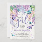 Lilacs en Butterfly | Uitnodiging tot Baby shower (Voorkant)