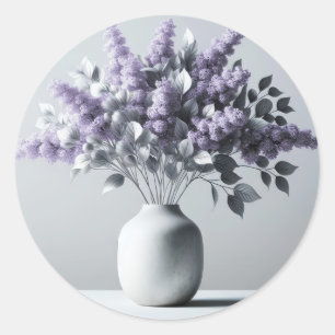 Lilacs en Silver Leaf Boeket Ronde Sticker