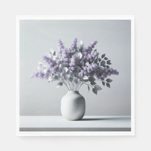 Lilacs en Silver Leaf Boeket Servet (Voorkant)