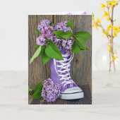 Lilacs en violet Basket carte d'amitié (Fleur jaune)