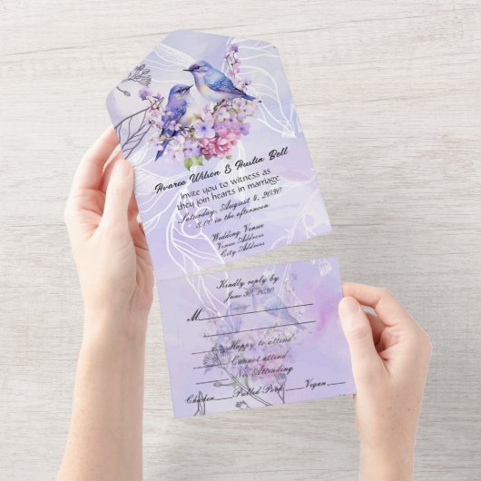 Lilacs et Bluebirds en une seule invitation (Déchirure)