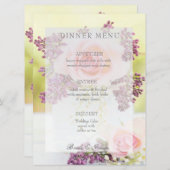 Lilacs et menu mariage Rose Vintage (Devant / Derrière)