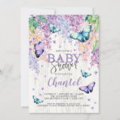Lilacs et papillon | Invitation baby shower (Devant)