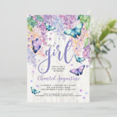 Lilacs et papillon| Invitation Baby shower (Debout devant)