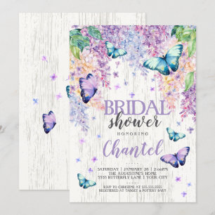 Lilacs et papillon Invitation de douche nuptiale