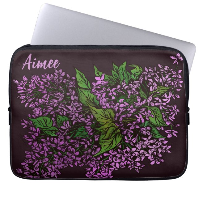Lilacs Floral Laptop Sleeve (Voorkant)